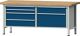 Werkbank VX B2000xT800xH850mm Buche massiv lichtgrau enzianblau 6 Schubl.ANKE