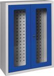 Hängeschrank H750xB500xT200mm Sichtfenster Stahlbl.lichtgrau/enzianblau