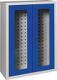 Hängeschrank H750xB500xT200mm Sichtfenster Stahlbl.lichtgrau/enzianblau