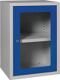 Hängeschrank H600xB400xT300mm Sichtfenster,1 BD Stahlbl.lichtgrau/enzianblau