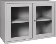 Hängeschrank H600xB800xT300mm Sichtfenster,1 BD Stahlbl.lichtgrau/lichtgrau