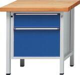 Werkbank V, NW-Nr.: 9141453710 B800xT700xH890mm Buche, massiv lichtgrau enzianblau 2 Schubl.ANKE  