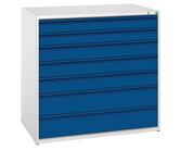 Schubladenschrank verso+ H1000xB1050xT650mm grau/blau 7 Schubl.Auszugsperre