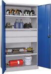 Schwerlastschrank Basic, NW-Nr.: 9143453722 H1950xB1040xT630mm, lichtgrau /enzianblau3 Fbd.Trgf.120kg PAVOY  