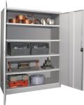 Schwerlastschrank Basic, NW-Nr.: 9143453725 H1950xB1470xT630mm, lichtgrau/enzianblau 4 Fbd.Trgf.200kg PAVOY  