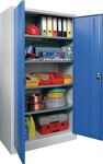 Flügeltürenschrank H1950xB1000xT500mm lichtgrau/enzianblau 5 BD PAVOY