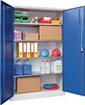 Flügeltürenschrank H1950xB1200xT500mm lichtgrau/enzianblau 8 BD PAVOY