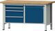 Werkbank V B1500xT700xH840mm Buche massiv lichtgrau/blau 4 Schubl.1 Tür ANKE