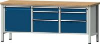 Werkbank V B2000xT700xH890mm Universalplatte lichtgrau/blau 6 Schubl.1 Tür ANKE