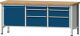 Werkbank V B2000xT700xH890mm Universalplatte lichtgrau/blau 6 Schubl.1 Tür ANKE