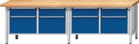 Werkbank V B2800xT700xH890mm Buche massiv lichtgrau enzianblau 4 Schubl.ANKE