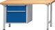 Werkbank V B1500xT700xH89, NW-Nr.: 9141453814 0mm Buche massiv lichtgra, u enzianblau Anz.Schubl enxH 1x180,1x360mm