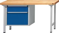 Werkbank V B2000xT700xH890mm Buche grau blau Anz.Schubl.xH 1x180,1x360mm