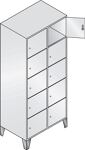Fächerschrank H1850xB810xT500mm m.Füßen Anz.Fächer 2x5 Farbwahl 5Türen überein.