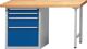 Werkbank V B2000xT700xH840mm Buche grau blau Anz.Schubl.xH 2x90,1x180,1x360mm