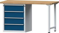 Werkbank V B1500xT700xH840mm Universalpl.lichtgrau/blau Anz.Schubl.xH 4x180mm