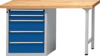 Werkbank V B1500xT700xH890mm Universalplatte lichtgrau enzianblau 5 Schubl.ANKE