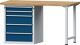 Werkbank V B2000xT700xH890mm Buche massiv lichtgrau enzianblau 5 Schubl.ANKE