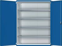 Schwerlastschrank H1950xB1485xT630mm lichtgrau/enzianblau 4 Fbd.