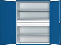 Schwerlastschrank H1950xB1485xT630mm lichtgrau/enzianblau 3 Fbd. 3 x 120mm