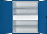 Schwerlastschrank H1950xB1485xT630mm lichtgrau/enzianblau 3 Fbd. 3 x 120mm