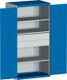 Schwerlastschrank H2000xB1050xT650mm 2 Schubl. 3 Böden lichtgrau/enzianblau