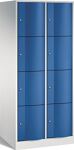 Fächerschrank m.Sockel lichtgrau/enzianblau H1950xB770xT640mm 2x4 Abt.C+P