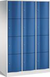 Fächerschrank m.Sockel lichtgrau/enzianblau H1950xB1150xT540mm 3x4 Abt.C+P