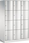Fächerschrank m.Sockel lichtgrau/lichtgrau H1950xB1150xT640mm 3x4 Abt.C+P