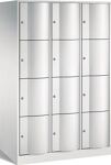 Fächerschrank m.Sockel lichtgrau/lichtgrau H1950xB1150xT640mm 3x4 Abt.C+P