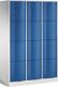 Fächerschrank m.Sockel lichtgrau/enzianblau H1950xB1150xT640mm 3x4 Abt.C+P