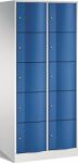 Fächerschrank m.Sockel lichtgrau/enzianblau H1950xB770xT540mm 2x5 Abt.C+P