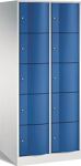 Fächerschrank m.Sockel lichtgrau/enzianblau H1950xB770xT640mm 2x5 Abt.C+P