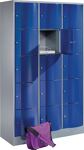 Fächerschrank m.Sockel lichtgrau/enzianblau H1950xB1150xT540mm 3x5 Abt.C+P