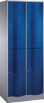 Fächerschrank m.Sockel lichtgrau/enzianblau H1950xB770xT540mm 2x2 Abt.C+P