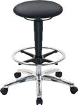 Drehhocker Sitz-Stop-Rollen+Fußring Supertec-Gewebe grau