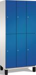 Garderobenschrank m.Füßen H1980xB900xT525mm lichtgrau/ enzianblau 3x2 Abt.C+P