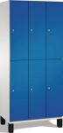 Garderobenschrank m.Füßen H1980xB900xT525mm lichtgrau/ enzianblau 3x2 Abt.C+P