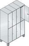 Garderobenschrank m.Füßen H1980xB1200xT525mm lichtgrau/ lichtgrau 4x2 Abt.C+P