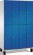 Garderobenschrank m.Füßen H1980xB1200xT525mm lichtgrau/ enzianblau 4x2 Abt.C+P