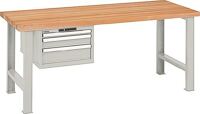 Werkbank B1500xT750xH840mm Buche Multiplex lichtgrau 3 Schubl.Keylock LISTA
