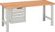 Werkbank B1500xT750xH840mm 1x50/200 2x100mm lichtgrau 40mm Multiplex CodeLock