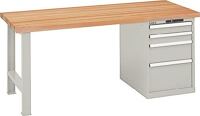 Werkbank B1500xT750xH840mm Buche Multiplex lichtgrau 4 Schubl.Codelock LISTA