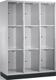 Fächerschrank H1750xB1220xT500mm m.Sockel Anz.Fächer 3x3 lichtgrau/lichtgrau