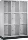 Fächerschrank H1750xB1220xT500mm m.Sockel Anz.Fächer 3x3 lichtgrau/lichtgrau