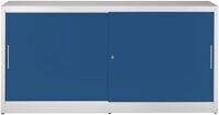 Schiebetürenschrank H1015xB2000xT420mm grau/enzianblau m.Trennw.Vollblechtüren