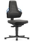 Arbeitsdrehstuhl Nexxit Bodengleiter Grifffarbe blau Supertec-Gewebe schwarz