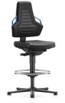 Arbeitsdrehstuhl Nexxit Bodengleiter+Fußring Grifffarbe blau Integralschaum