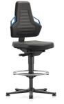 Arbeitsdrehstuhl Nexxit Bodengleiter+Fußring Grifffarbe blau Supertec-Gewebe