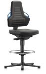 Arbeitsdrehstuhl Nexxit Bodengleiter+Fußring Grifffarbe blau Supertec-Gewebe